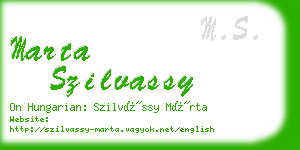 marta szilvassy business card